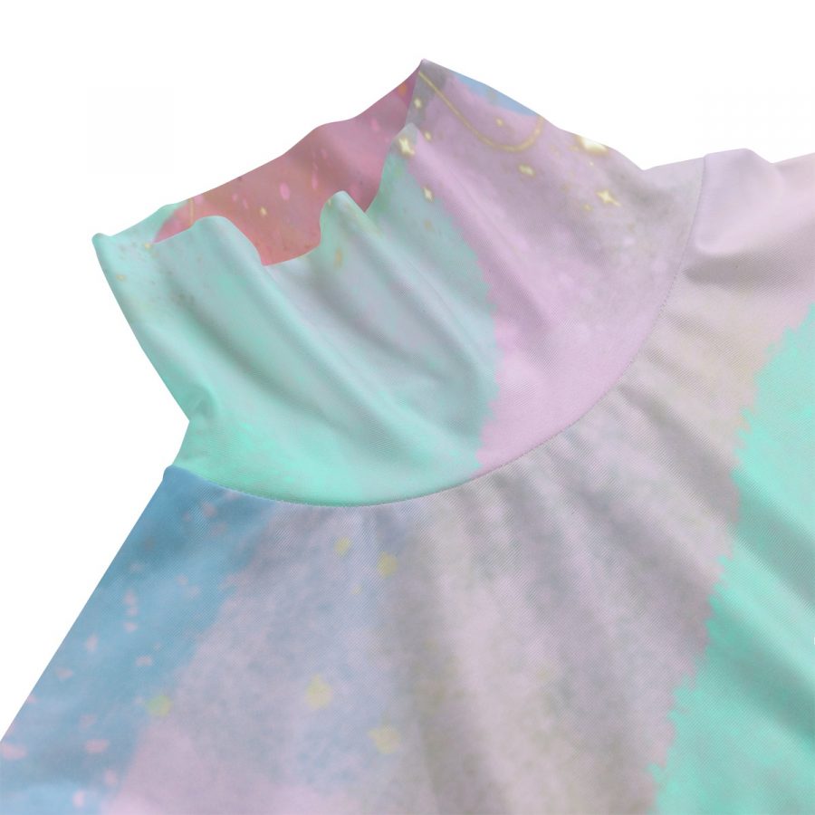 All-Over Print Women's Turtleneck T-shirt With Sloping Hem - Image 3