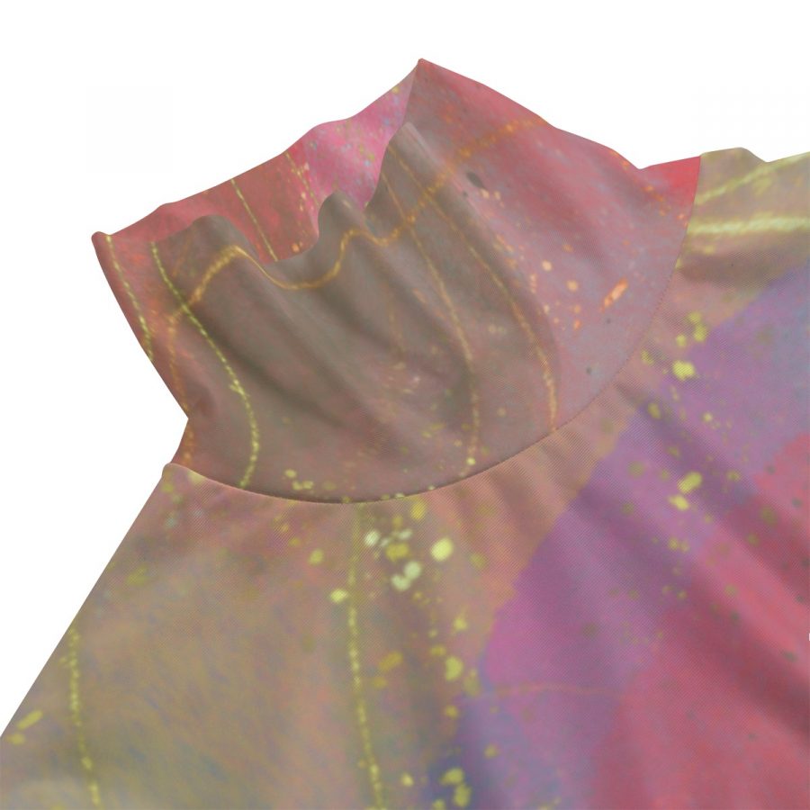All-Over Print Women's Turtleneck T-shirt With Sloping Hem - Image 3