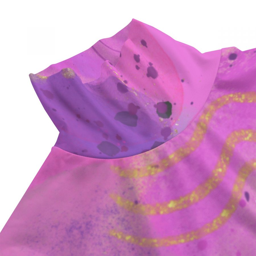 All-Over Print Women's Turtleneck T-shirt With Sloping Hem - Image 3