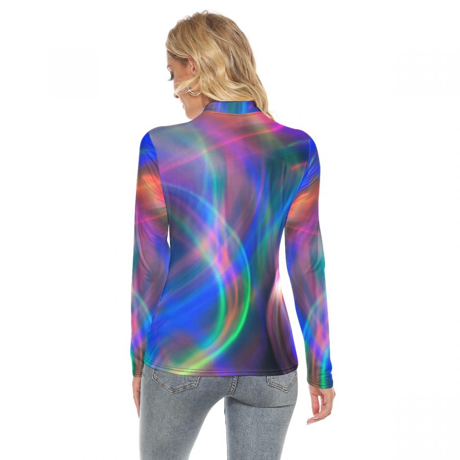 All Over Print Women's Stretchable Turtleneck Top - Image 4