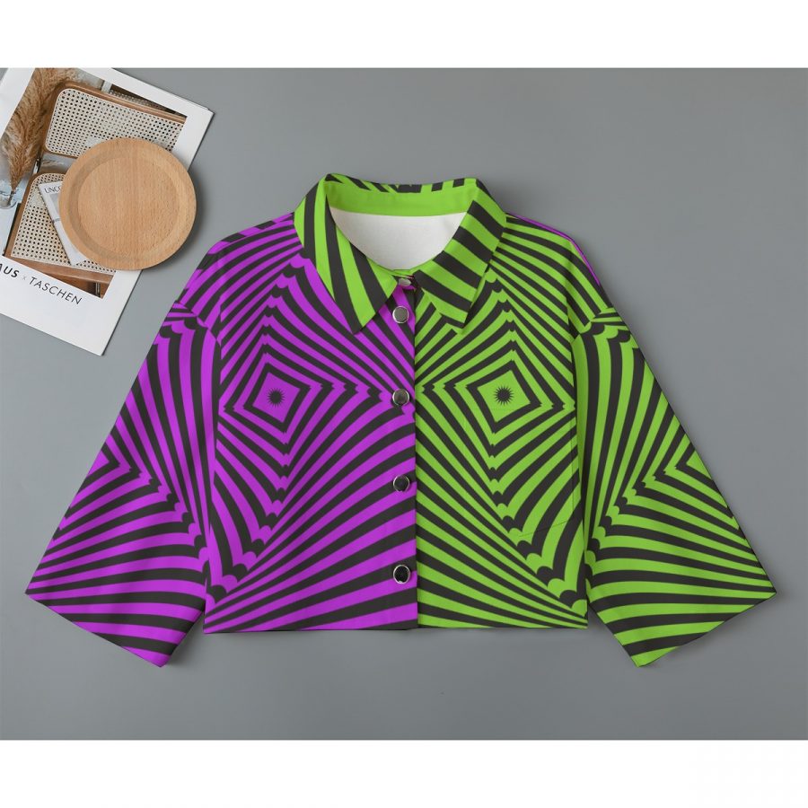 All-Over Print Women's Cropped Jacket | 245GSM Cotton